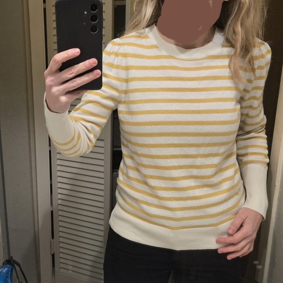 Yellow and White Striped Sweater - Picture 6 of 6